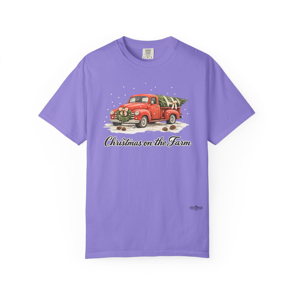 Christmas on the Farm Red Truck Comfort Colors Shirt