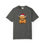 Highland Cow Santa Hat Comfort Colors Shirt