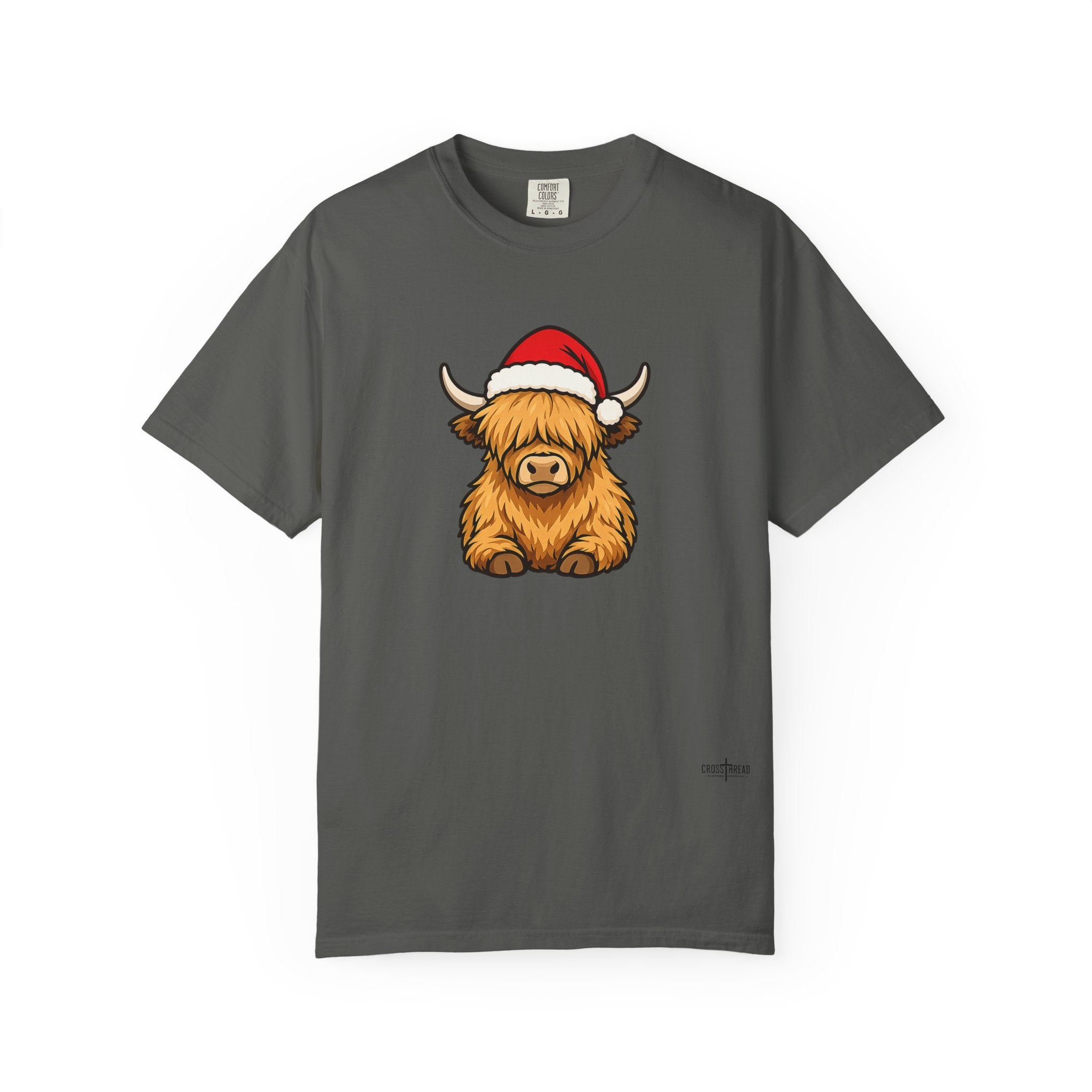 Highland Cow Santa Hat Comfort Colors Shirt