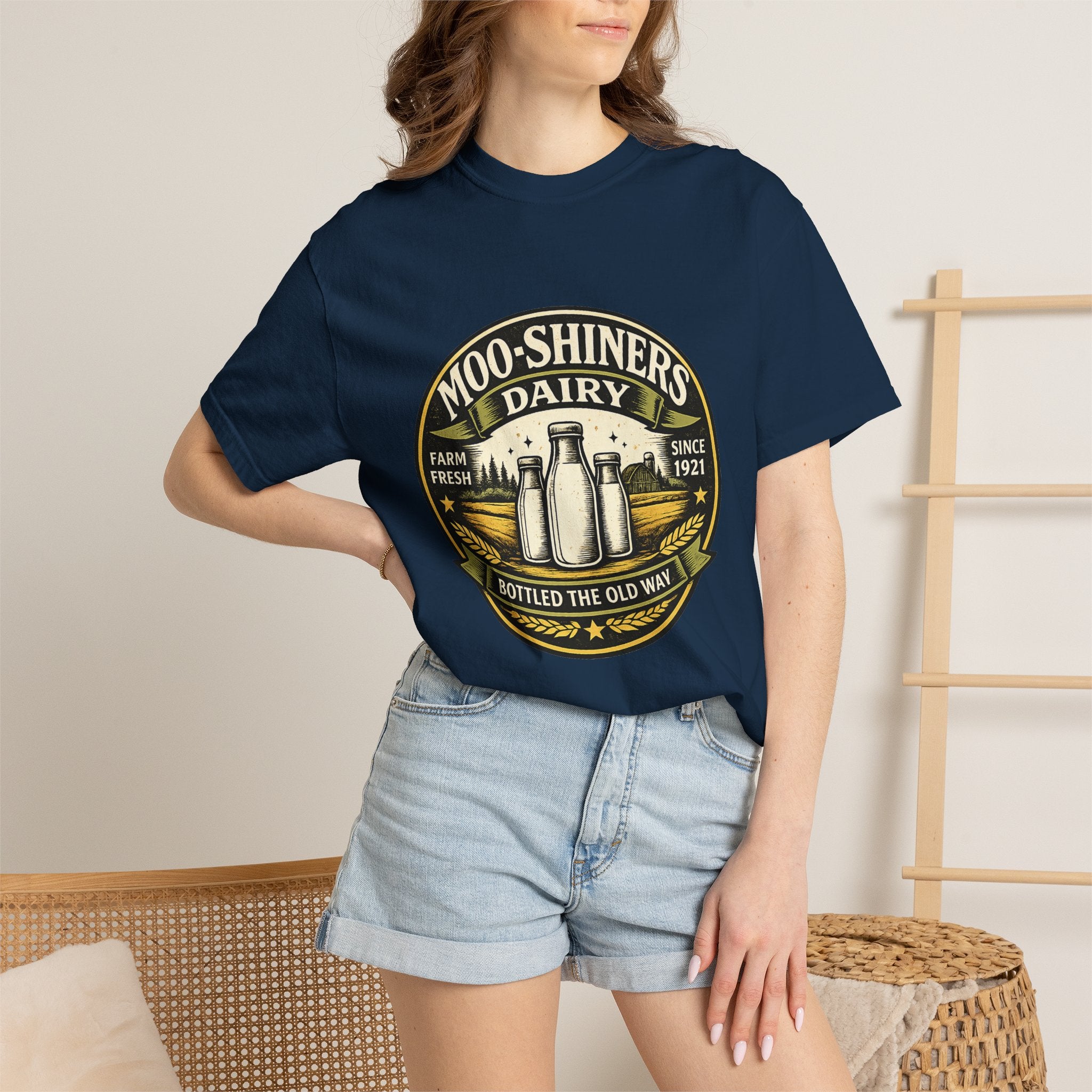 Moo-Shiners Dairy Vintage Milk Bottle T-Shirt