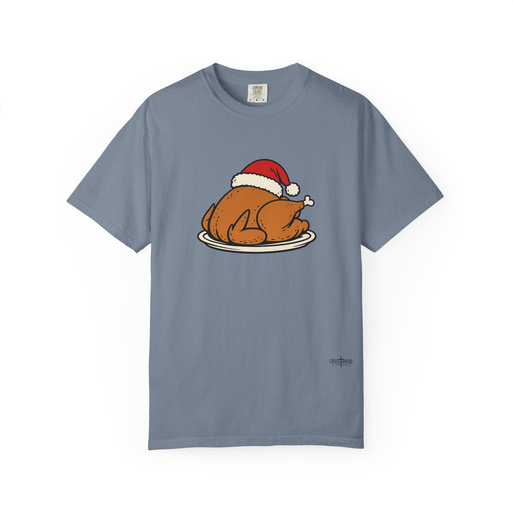 Roasted Turkey Santa Hat Comfort Colors Shirt