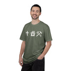 Faith Family Work T-Shirt — Inspirational Christian Men’s Tee