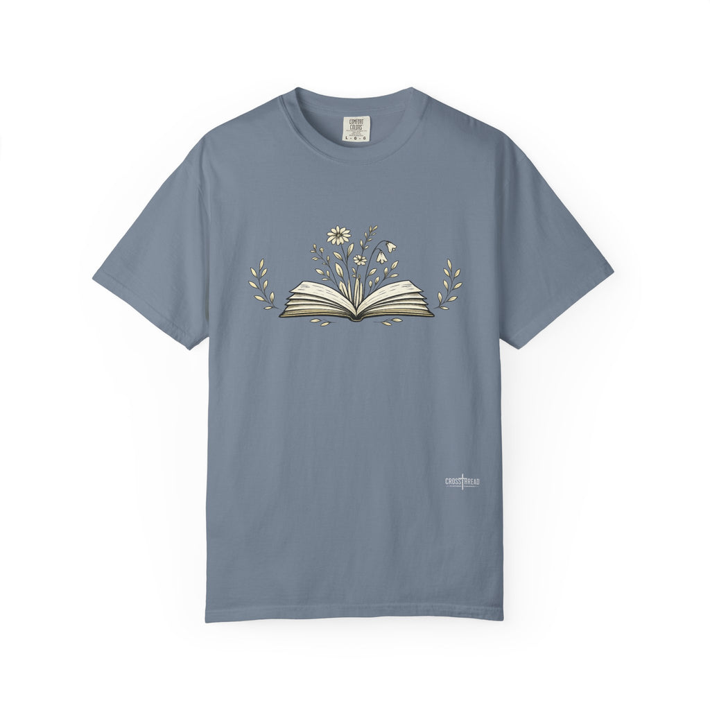 Floral Open Book T-Shirt — Book Lover Reading Tee