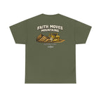 Faith Moves Mountains T‑Shirt — Inspirational Mountain & Bulldozer Graphic Tee