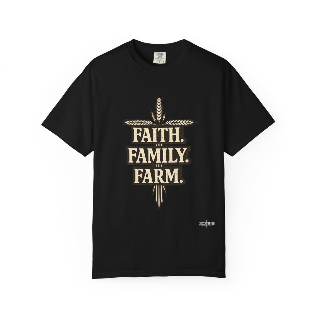 Faith Family Farm T-Shirt — Rustic Farmhouse Graphic Tee