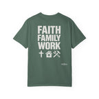 Faith Family Work T-Shirt — Inspirational Christian Men’s Tee