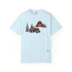 Rustic Santa Tractor and Barn Comfort Colors Shirt