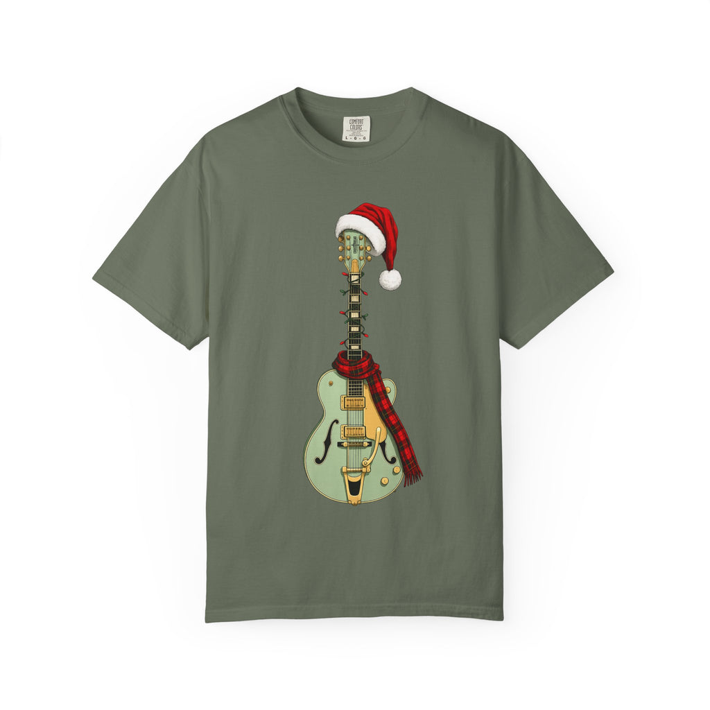 Christmas Aspen Green Hollowbody Guitar Comfort Colors Shirt