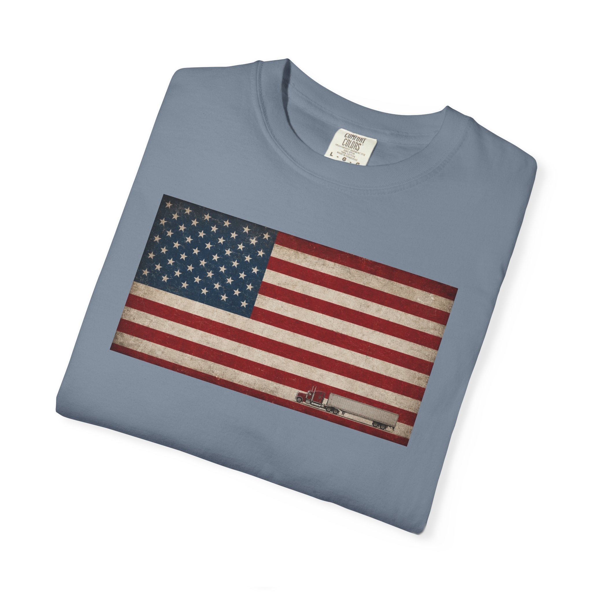 American Flag Big Rig Trucker T-Shirt — Patriotic Semi Truck Tee