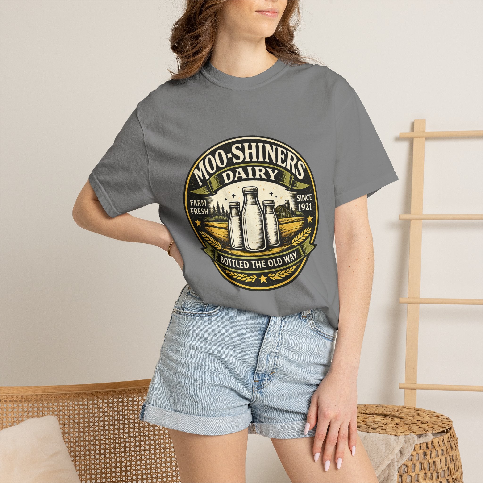 Moo-Shiners Dairy Vintage Milk Bottle T-Shirt
