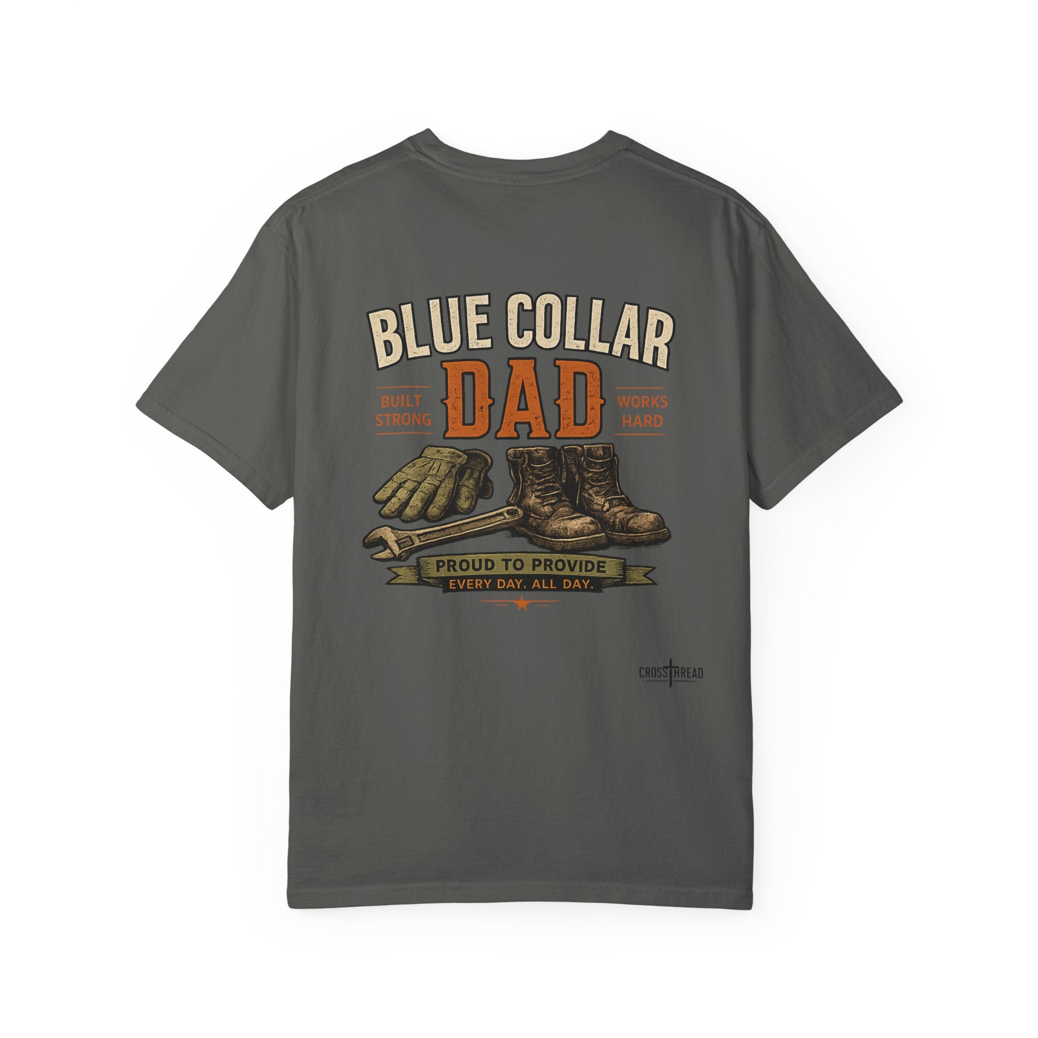 Blue Collar Dad T-Shirt — Vintage Work Gloves and Boots Design