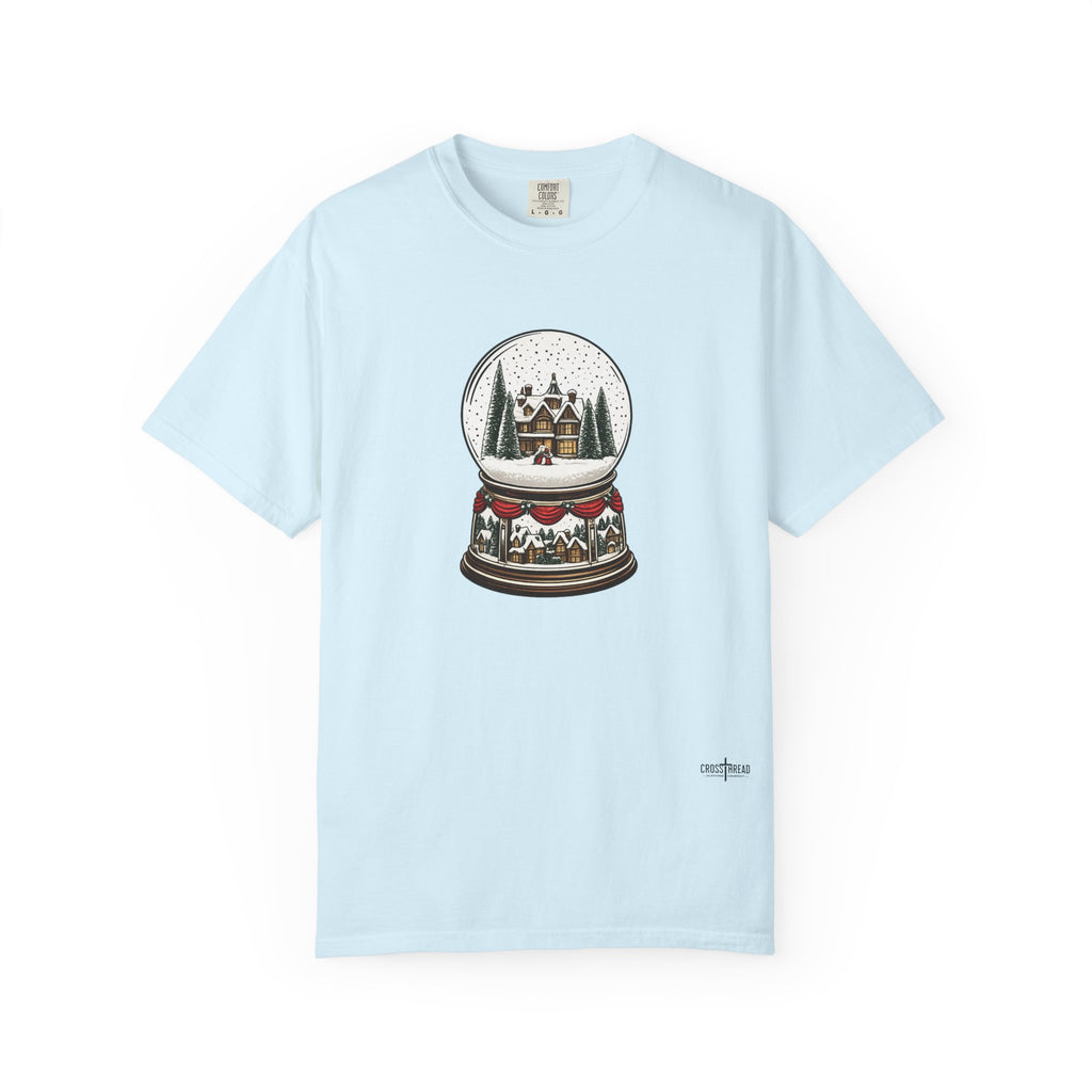 Snow Globe Holiday T-Shirt — Vintage Winter Village Graphic