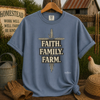 Faith Family Farm T-Shirt — Rustic Farmhouse Graphic Tee