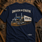 Driven By Faith Truck T-Shirt — 'Jesus Saves' Christian Trucker Tee