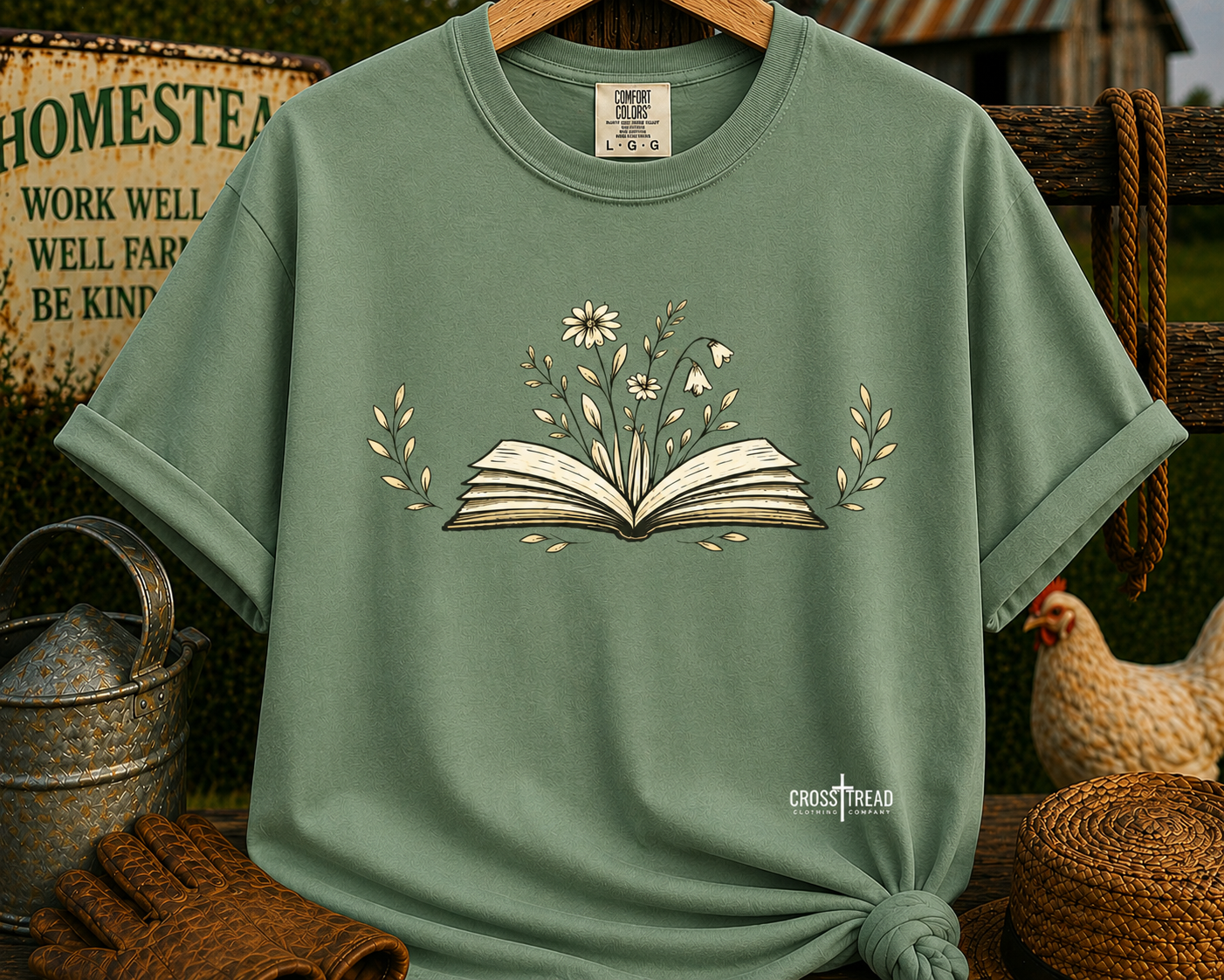 Floral Open Book T-Shirt — Book Lover Reading Tee