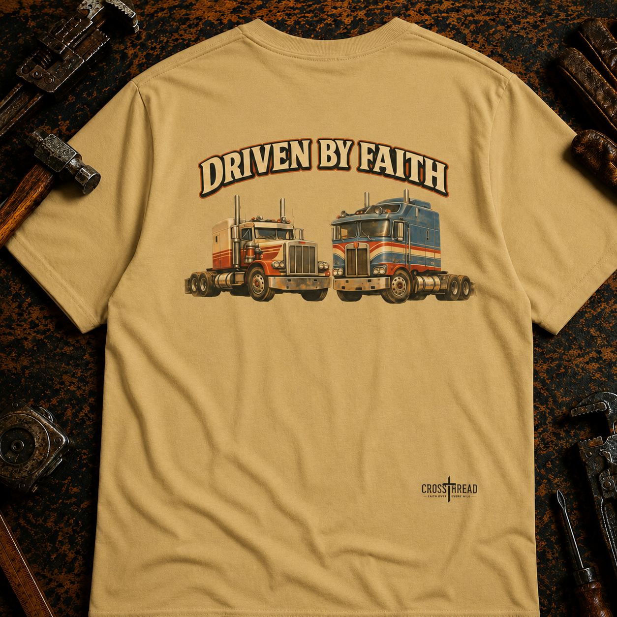 Driven by Faith Vintage Style Trucker T-Shirt