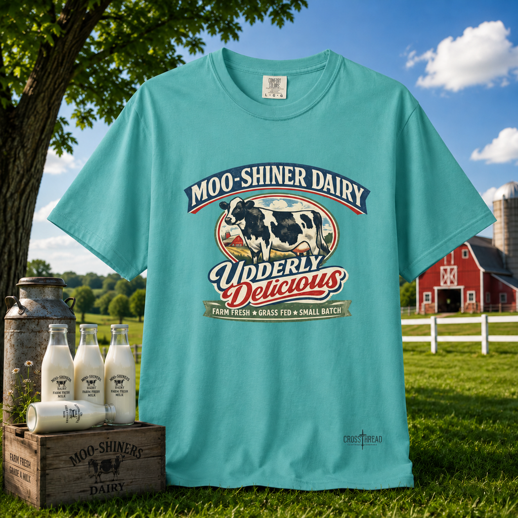 “Moo-Shiner Dairy” Udderly Delicious Graphic Tee