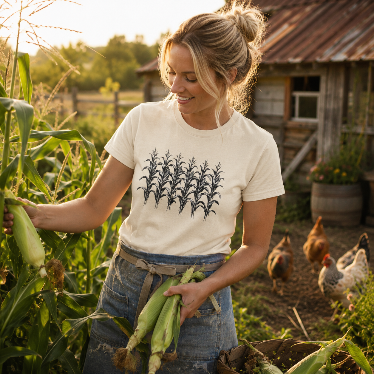Row of Corn Graphic T-Shirt — Minimal Botanical Farm Tee