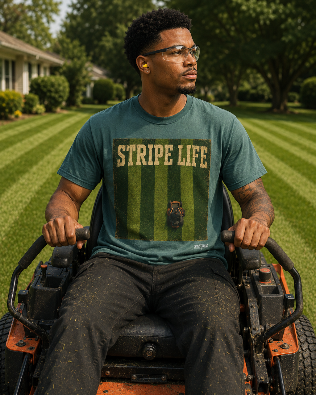 Stripe Life Lawn Mower Tee