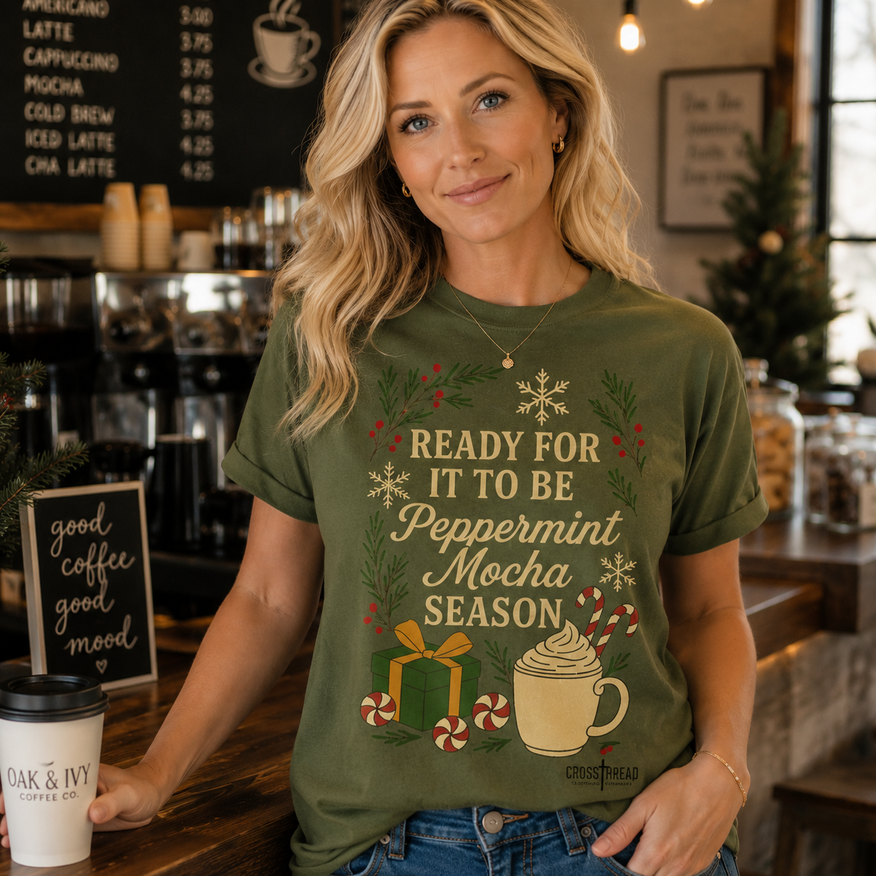 Christmas Peppermint Mocha Comfort Colors T-shirt