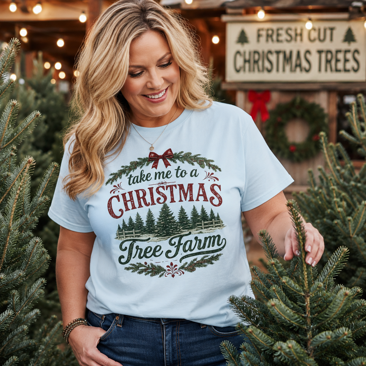 "Take Me to a Christmas Tree Farm" Holiday Tee