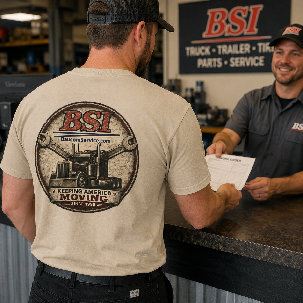 BSI Vintage Truck Logo Tee — "Keeping America Moving" Cotton T-Shirt