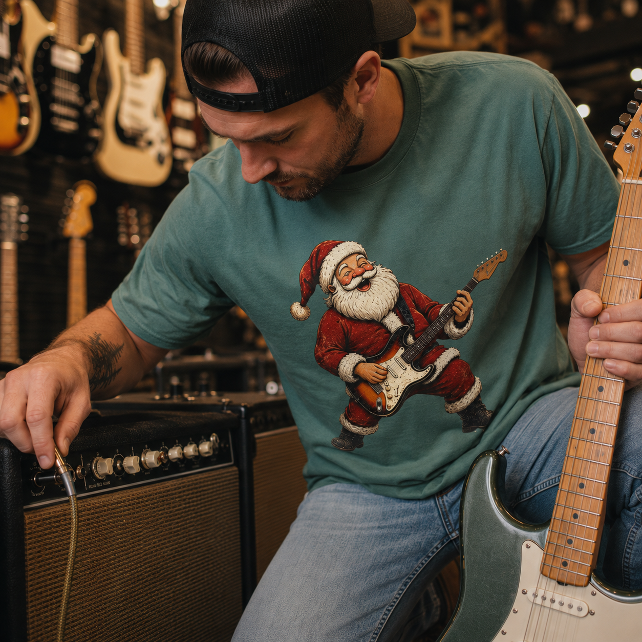 Santa S-Style Guitar Comfort Colors Shirt