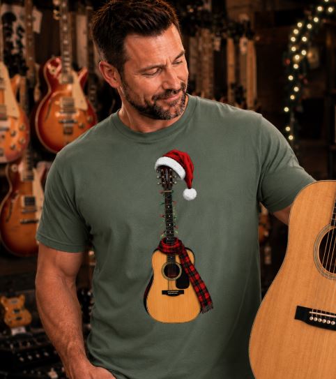 Christmas Acoustic Guitar Comfort Colors Shirt