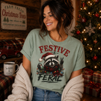 Festive & Feral Raccoon Christmas Comfort Colors T-Shirt