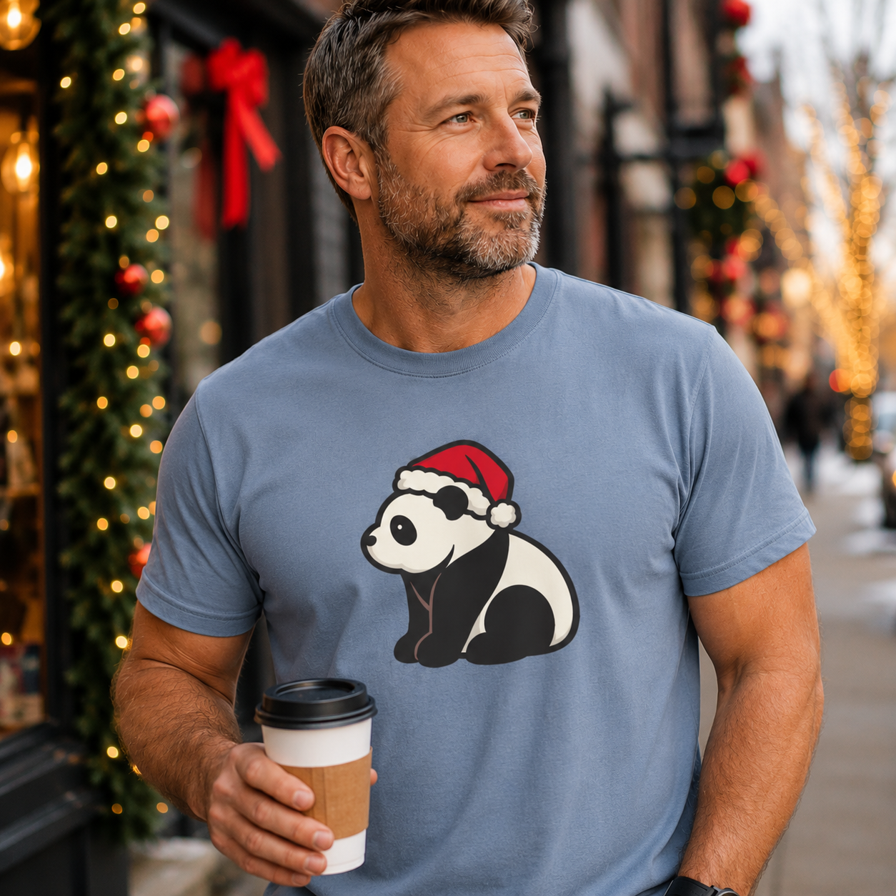 Panda Santa Hat Comfort Colors T-Shirt