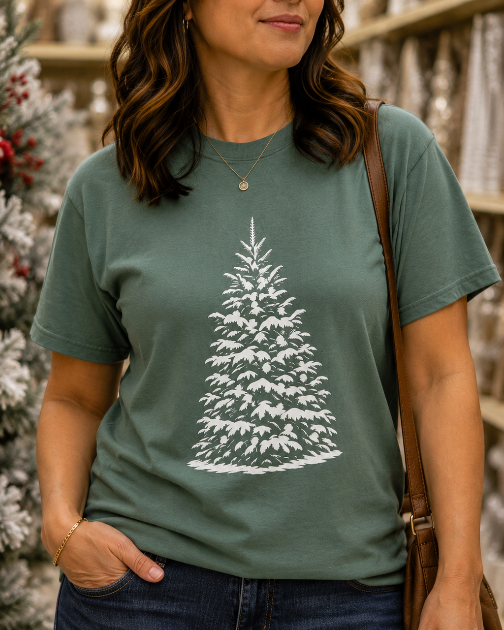 Snowy Christmas Tree Comfort Colors T-Shirt