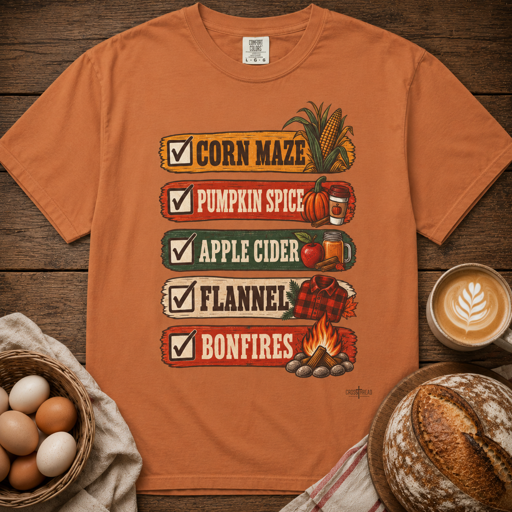 Fall Checklist Comfort Colors Shirt