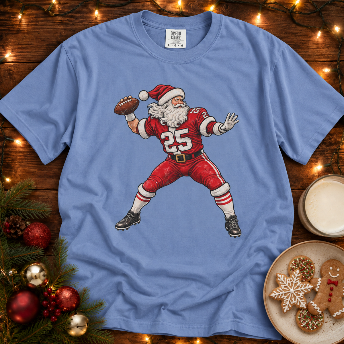 Santa Quarterback Comfort Colors T Shirt