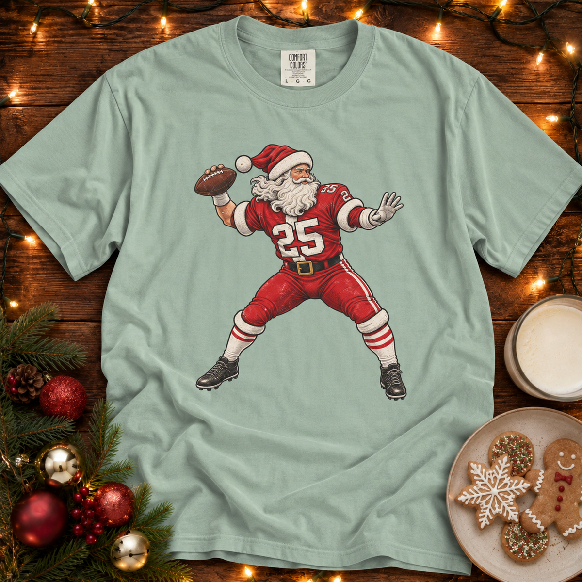 Santa Quarterback Comfort Colors T Shirt