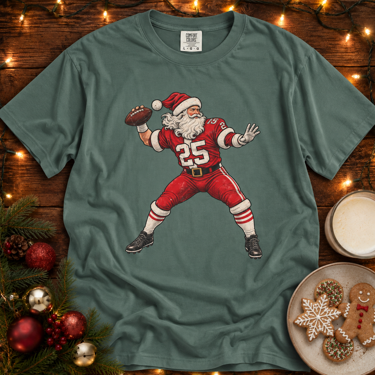 Santa Quarterback Comfort Colors T Shirt