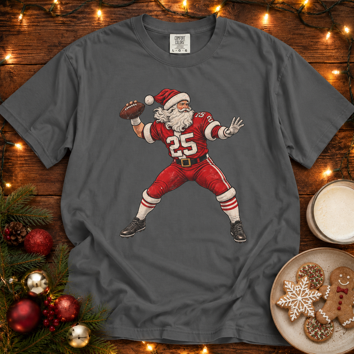Santa Quarterback Comfort Colors T Shirt