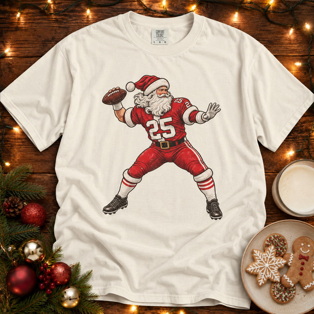Santa Quarterback Comfort Colors T Shirt