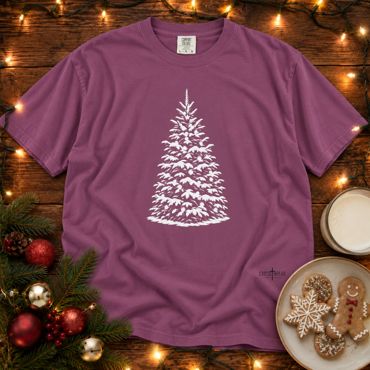 Snowy Christmas Tree Comfort Colors T-Shirt