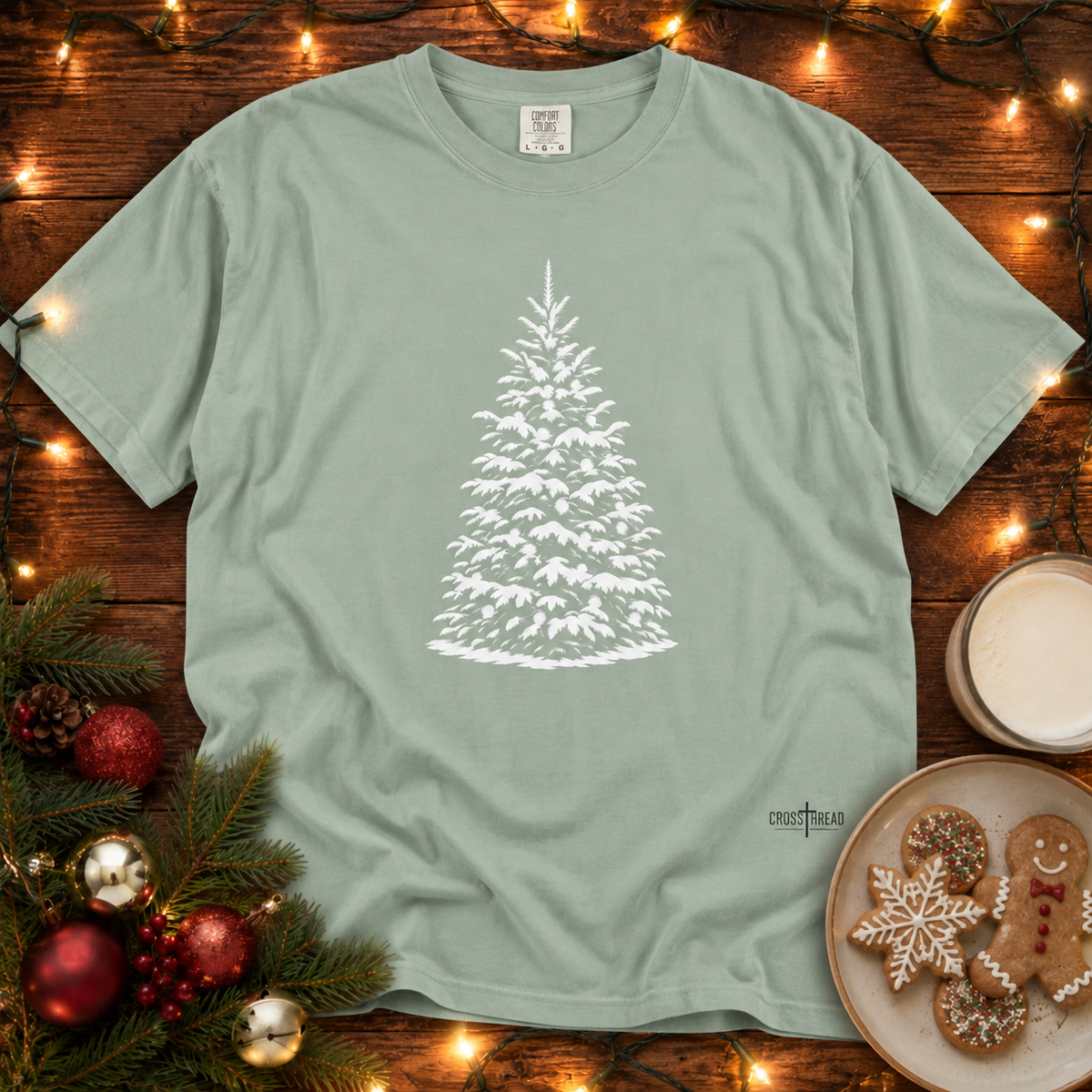 Snowy Christmas Tree Comfort Colors T-Shirt