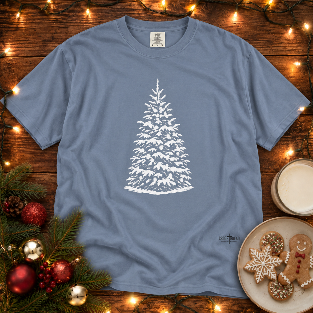 Snowy Christmas Tree Comfort Colors T-Shirt