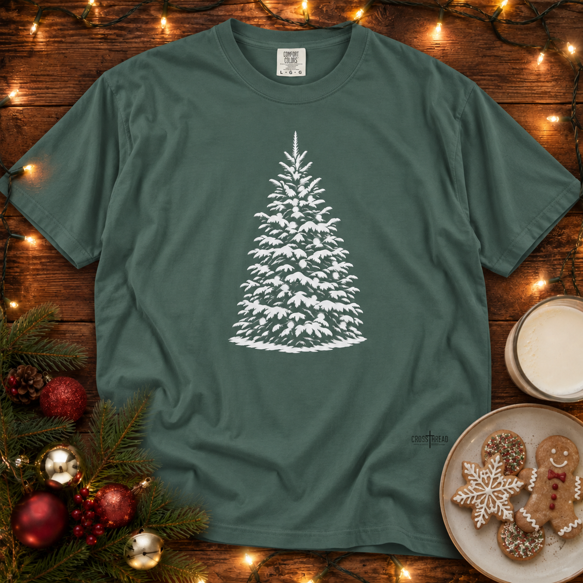 Snowy Christmas Tree Comfort Colors T-Shirt
