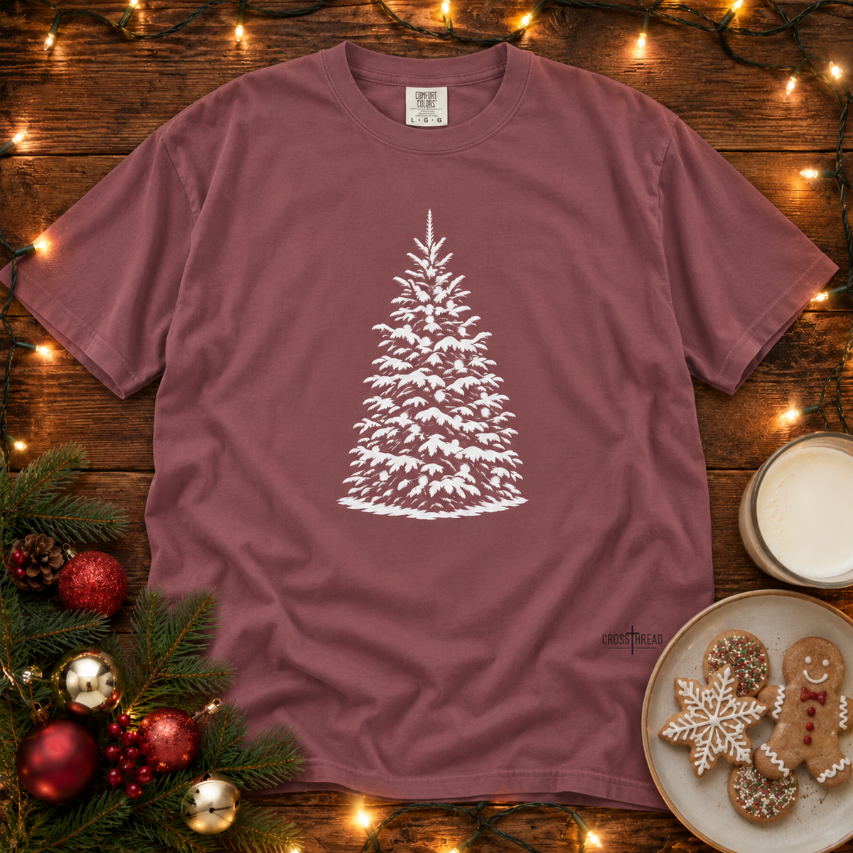 Snowy Christmas Tree Comfort Colors T-Shirt