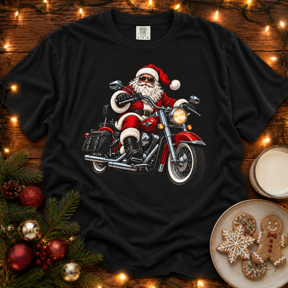 Biker Santa Comfort Colors T Shirt
