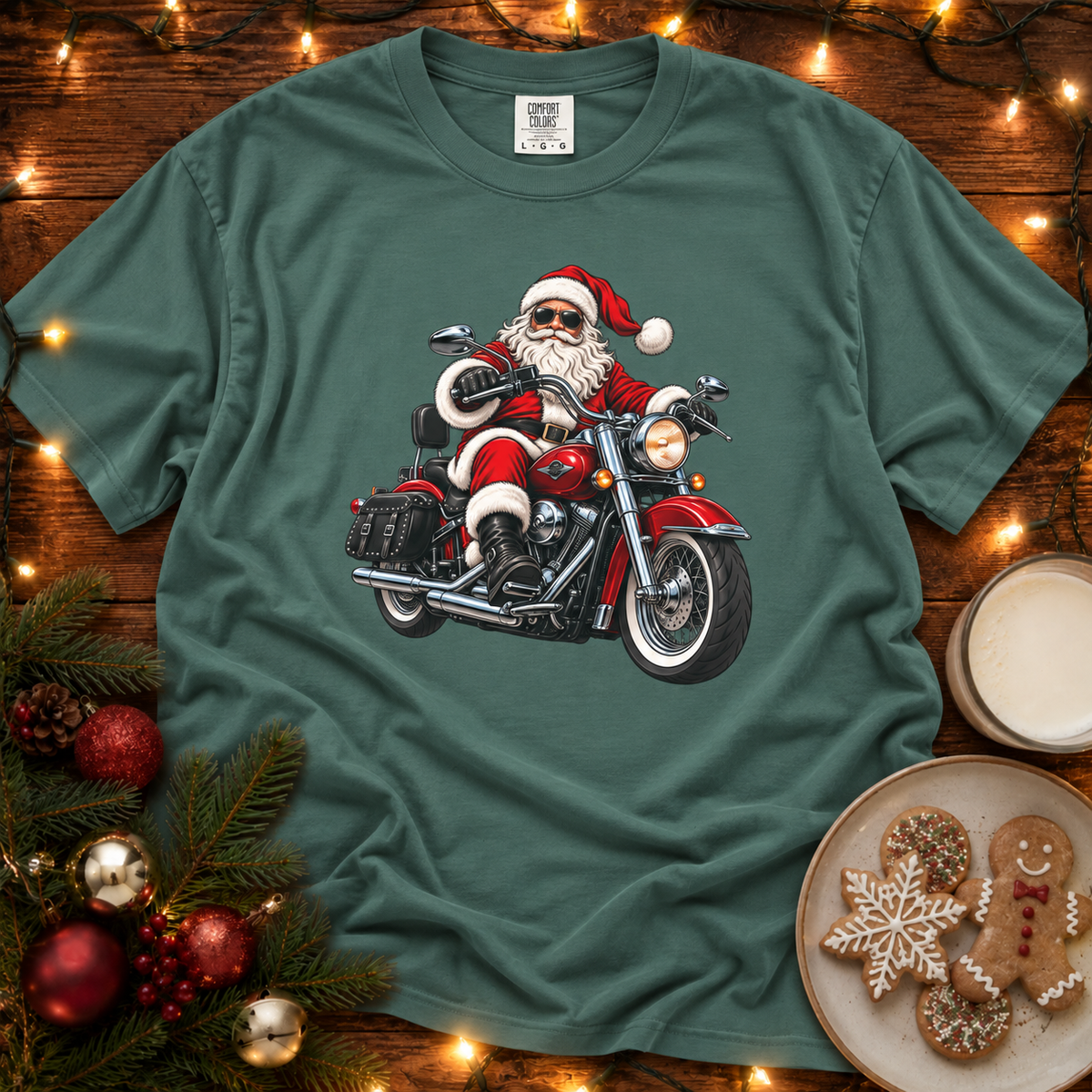Biker Santa Comfort Colors T Shirt