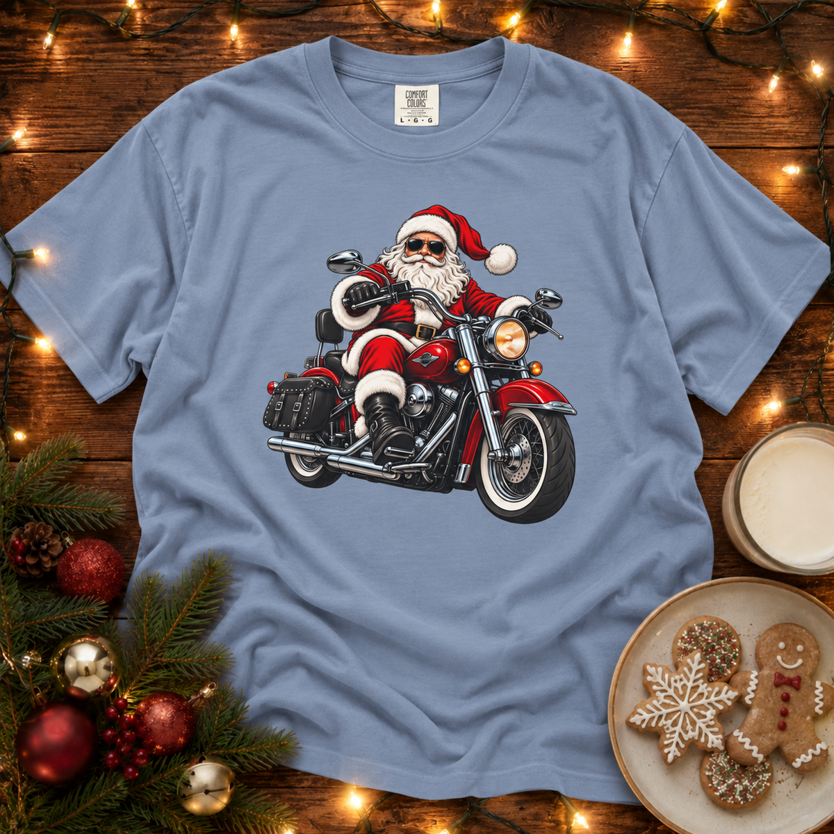 Biker Santa Comfort Colors T Shirt