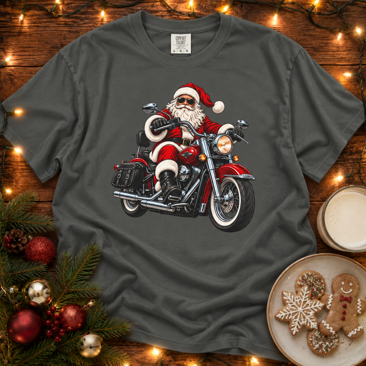 Biker Santa Comfort Colors T Shirt
