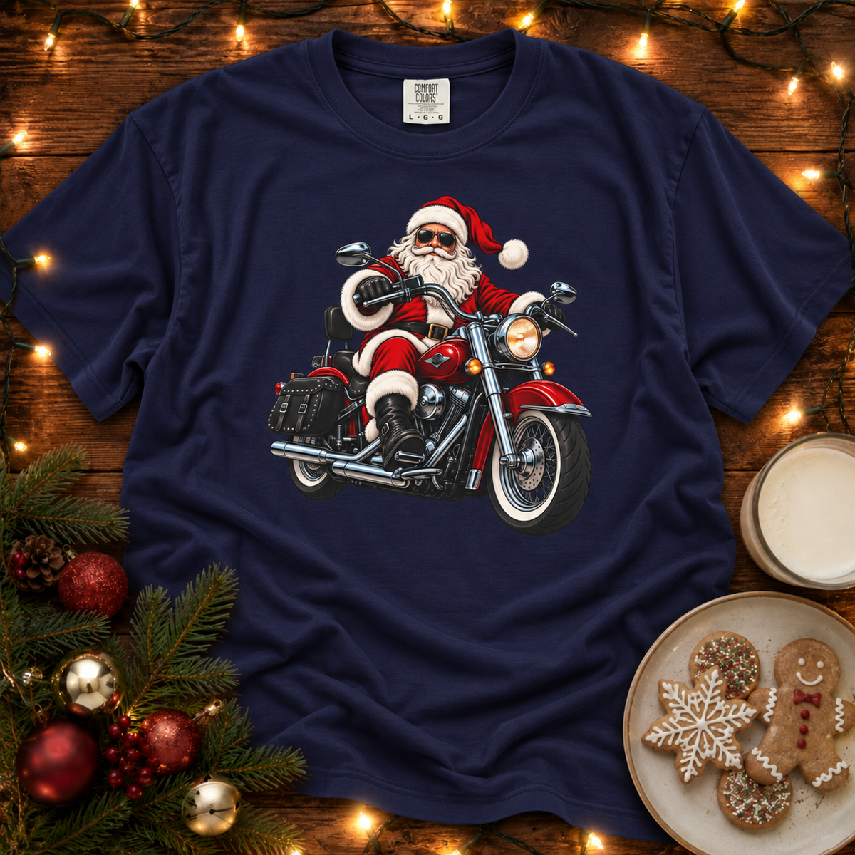Biker Santa Comfort Colors T Shirt