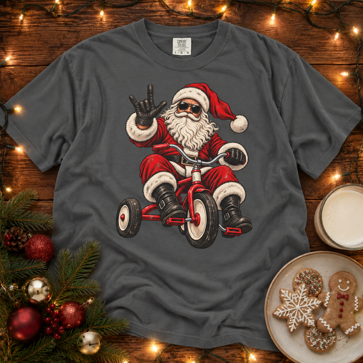 Biker Santa Tricycle Comfort Colors T Shirt