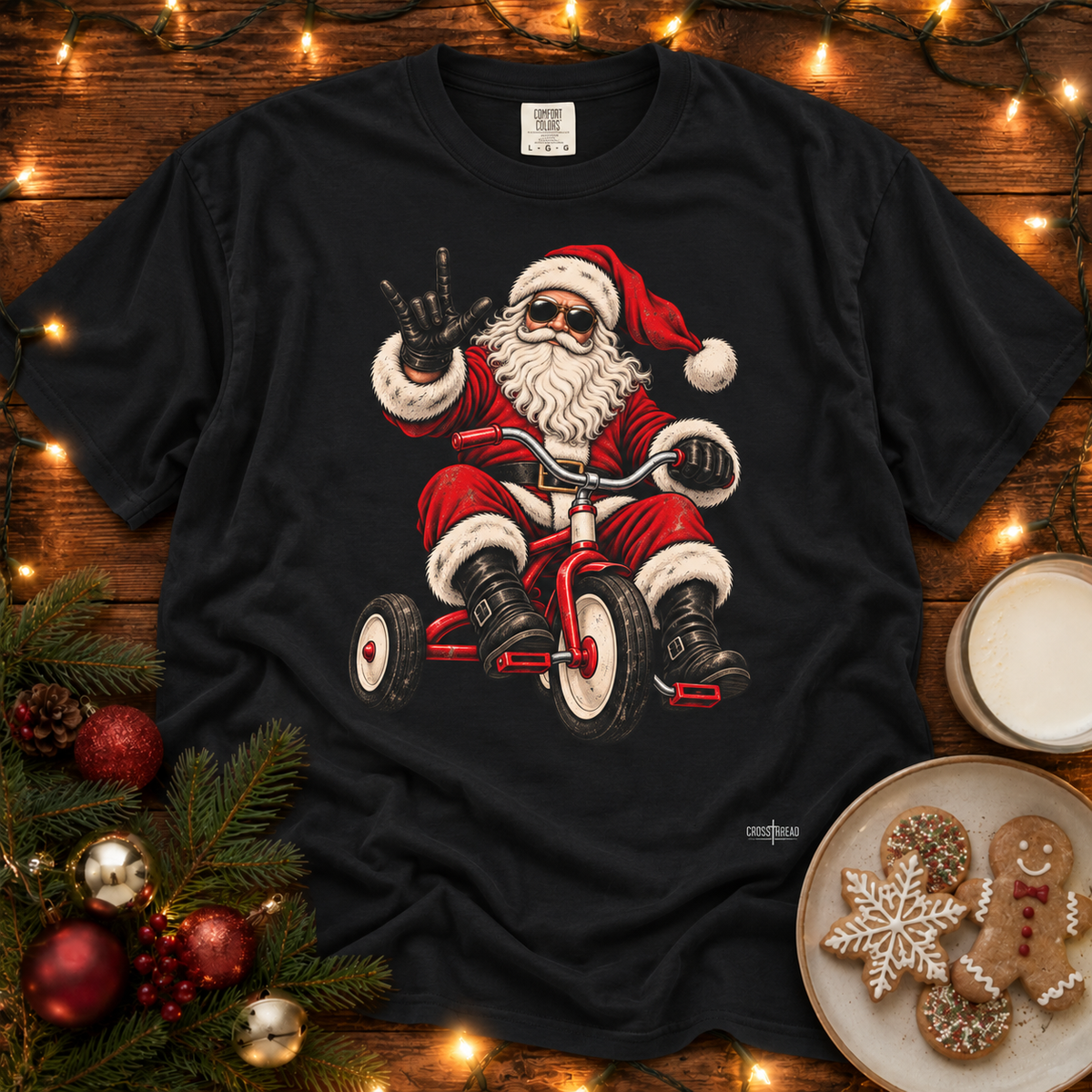 Biker Santa Tricycle Comfort Colors T Shirt