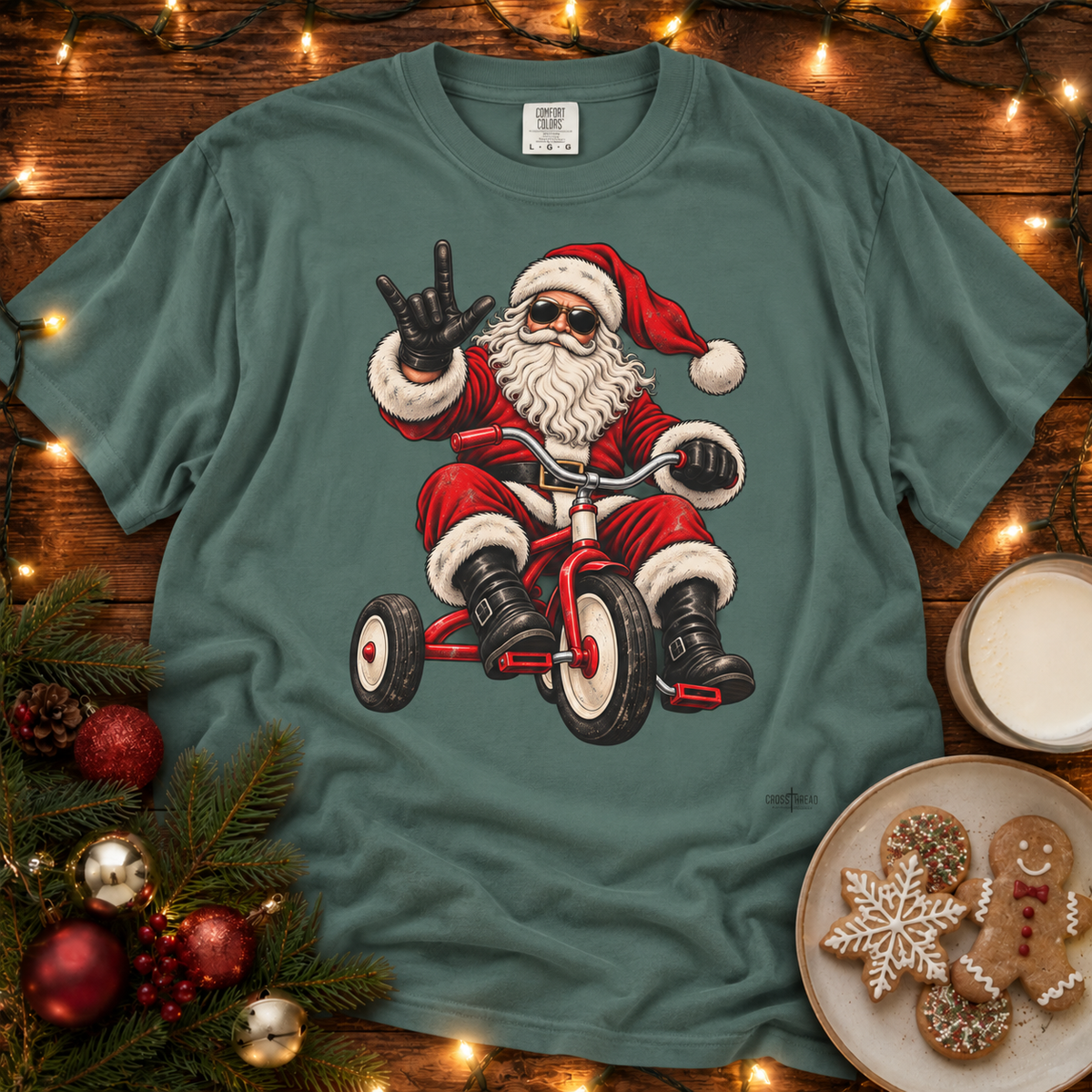 Biker Santa Tricycle Comfort Colors T Shirt